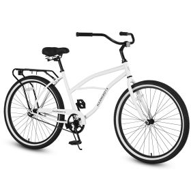 Multifunction 26 Inch Single Speed Bike, Steel Frame, Upright Comfortable Seat, Rear Roller Coaster Brakes, Multi-function Rear Shelf, Multicolor