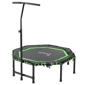 48" Mini Trampoline, Foldable Trampoline with Adjustable Handle Bar for Adults Exercise, Workout, Fitness, Green