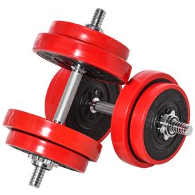 44lbs 2-In-1 Dumbbell & Barbell Adjustable Set Strength Muscle Exercise Fitness Plate Bar Clamp Rod Home Gym Sports Area