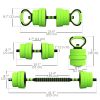 66lbs 4-in-1 Adjustable Weight Dumbbell Set, Barbell, Kettlebell, Push Up Stand, Green