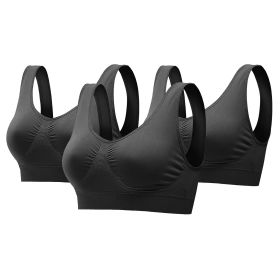 3 Pack Sport Bras For Women Seamless Wire-free Bra Light Support Tank Tops For Fitness Workout Sports Yoga Sleep Wearing (Option: BK_BK)_(2XL)