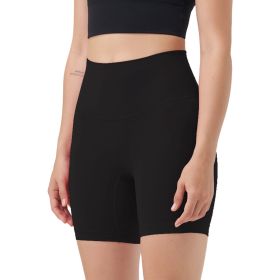 Women\'s High Waist Biker Shorts Tummy Control Pants Athletic Leggings Spandex Booty Shorts with 6.3In Inseam No Front Seam for Workout Yoga Running V (Option: Black_L)