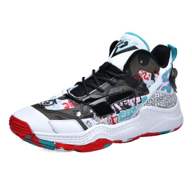 New Men's Basketball Shoes Trend Basketball Sneakers Men's Air Cushion Outdoor High Quality Sneakers (Color: white moon, size: 43)