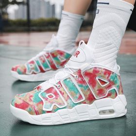 New men's and women's trend fashion personality basketball sneakers fashion match men's sneakers 5 colors (Color: Dyeing, size: 39)