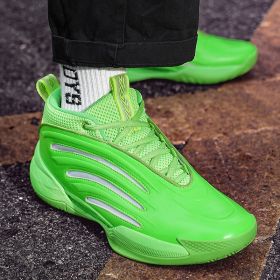 New men's trend fashion sports basketball shoes couple shoes basketball shoes men running sneakers (Color: Green, size: 44)