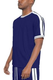 STRIPED TAPE SHORT SLEEVE TSHIRT (Color: Navy, size: S)