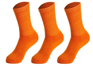 Athletic Sport Socks 3 Pairs Breathable Cotton Crew Socks Shoe Size 5 to 10 (Color: Orange)