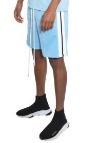 Side Stripe Tape Shorts (Color: Light Blue, size: L)