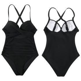 Women’s One Piece Swimsuit Beachwear Swimwear Tummy Control Cutout High Waist Bathing Suit Wrap (Option: S)