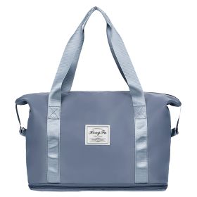35L/9.2Gal Shoulder Travel Duffle Bag Folding Carry On Overnight Weekender Bag with Luggage Sleeve Waterproof Expandable Gym Tote Bag with Dry Wet Sep (Option: Bag(Blue)